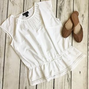 Lane Bryant NWT white eyelet peplum tank top L10